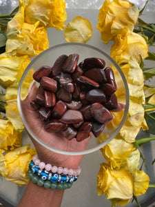 Red Tigers Eye heals the root, sacral, and solar plexus chakras. It grounds you to the earth. It is a grounding stone. It helps to harmonize our bodies and souls so that we may focus on the present moment. 