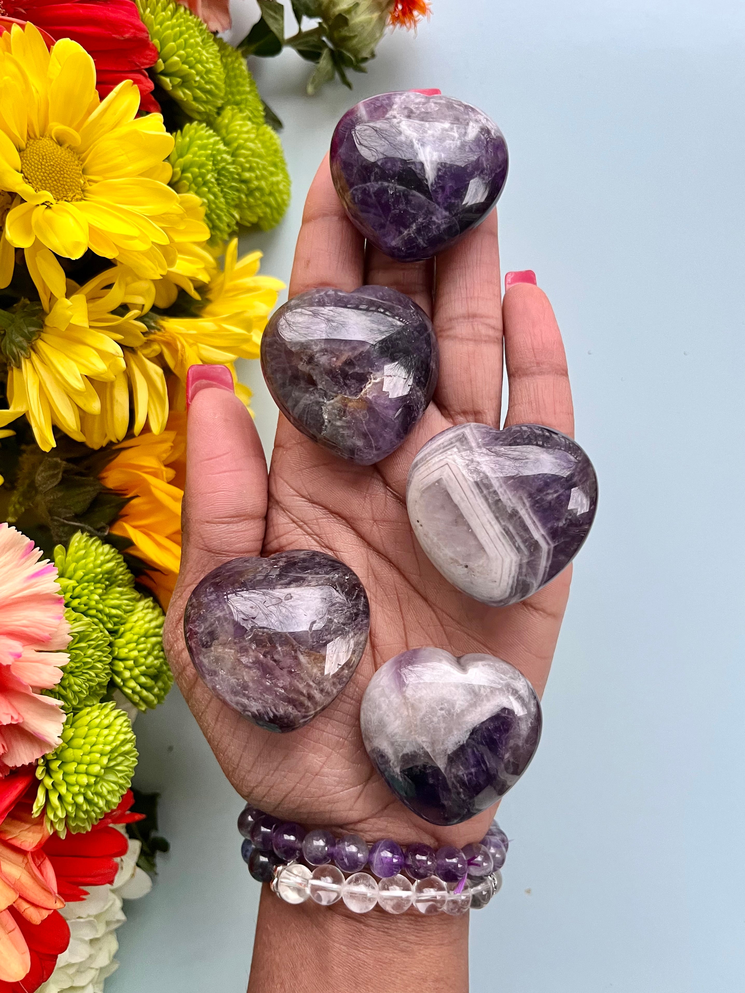 Chevron Amethyst Puffed Heart